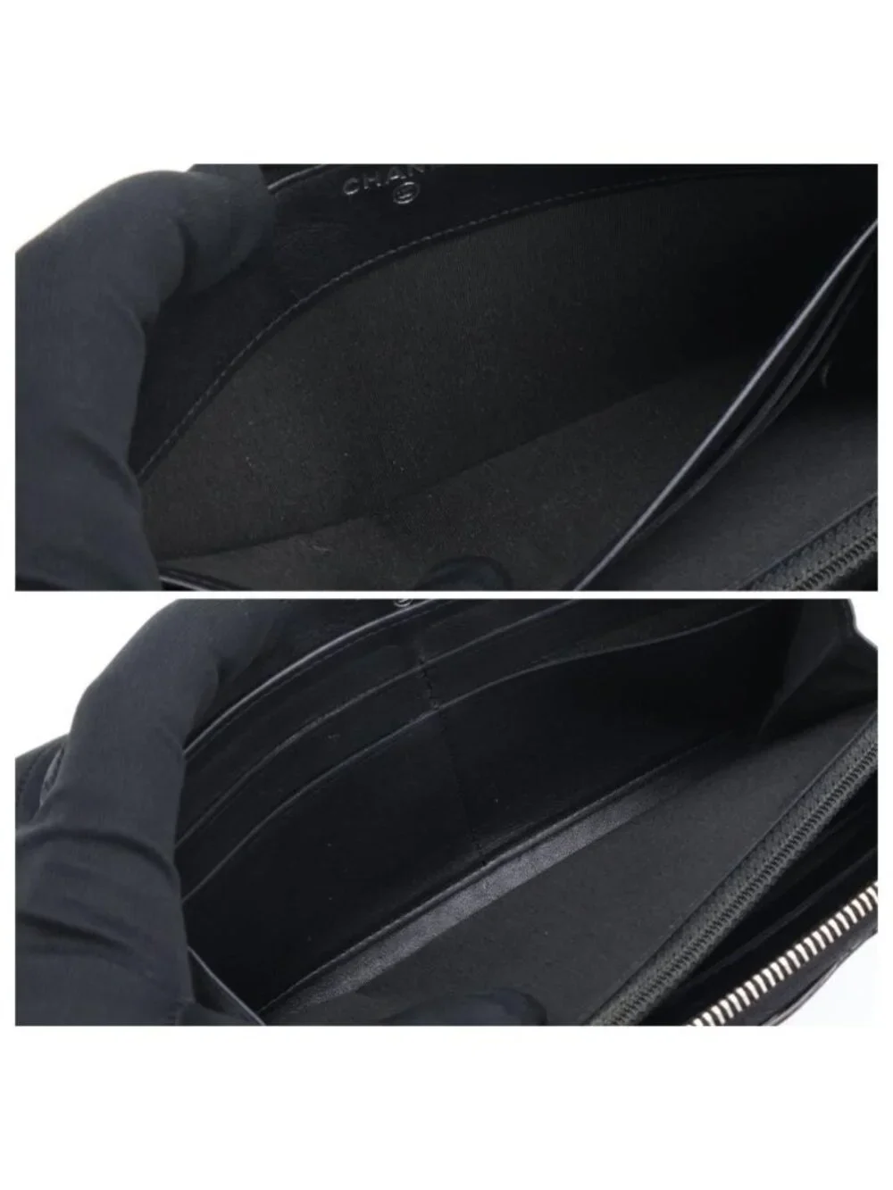 Chanel Quilted Brilliant Wallet Patent Black
